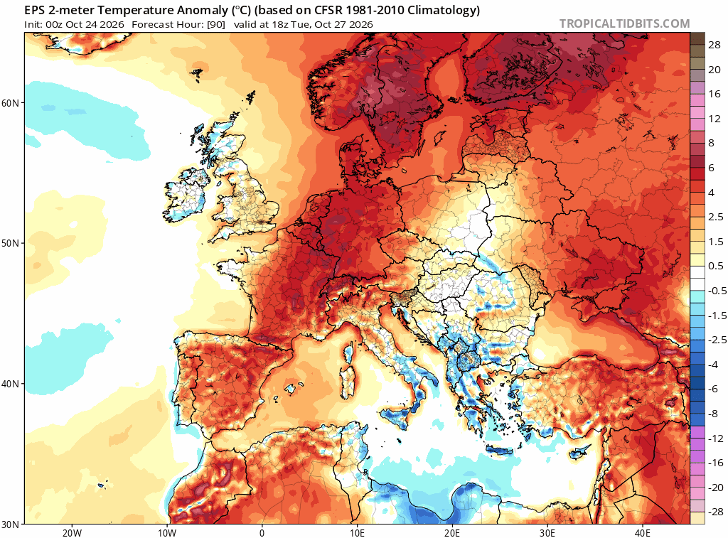Anomalies de températures en °C